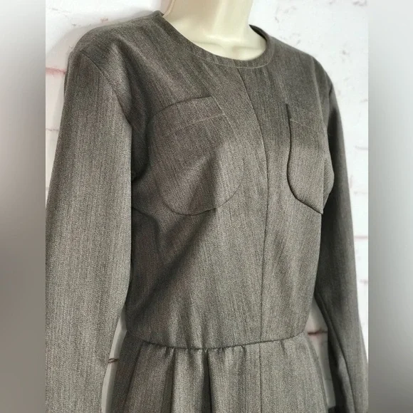 VINTAGE SAINT LAURENT PARIS RIVE GAUCHE Taupe knee length dress Size Large - Picture 12 of 15